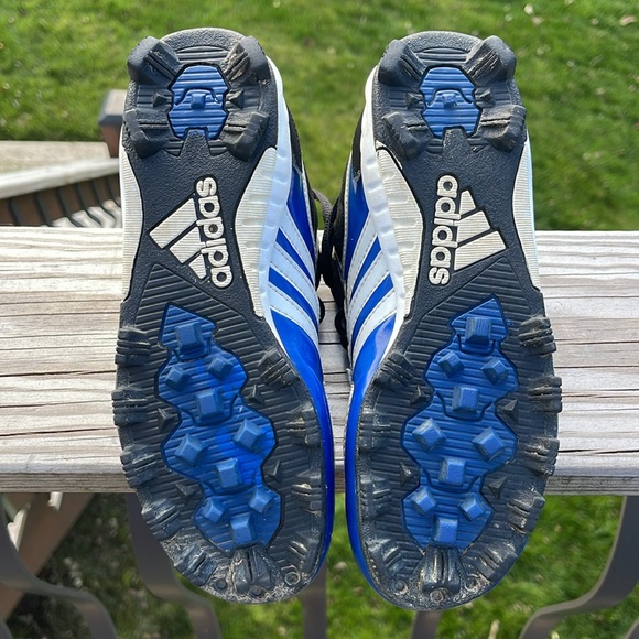 Adidas Soccer Cleats Blue/Black Leather Unisex Size 2, EUC, Low Top, Lace up - Picture 6 of 7